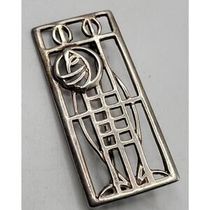 Vintage Sterling Silver CJL Figural Brooch Man Behind Bars Pin